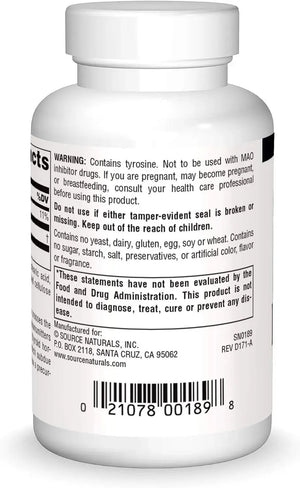 SOURCE NATURALS - Source Naturals L-Tyrosine 500Mg. 50 Tabletas - The Red Vitamin MX - Suplementos Alimenticios - {{ shop.shopifyCountryName }}