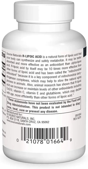 SOURCE NATURALS - Source Naturals R-Lipoic Acid 100Mg. 60 Tabletas - The Red Vitamin MX - Suplementos Alimenticios - {{ shop.shopifyCountryName }}