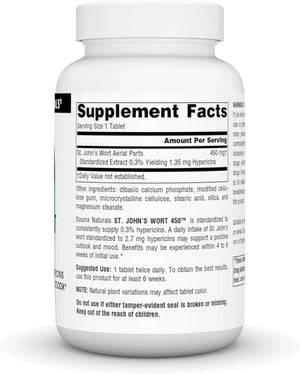 SOURCE NATURALS - Source Naturals St. John's Wort 450Mg. 180 Tabletas - The Red Vitamin MX - Suplementos Alimenticios - {{ shop.shopifyCountryName }}
