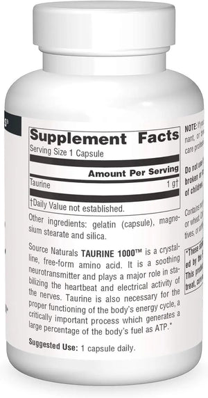 SOURCE NATURALS - Source Naturals Taurine 1000Mg. 120 Capsulas - The Red Vitamin MX - Suplementos Alimenticios - {{ shop.shopifyCountryName }}