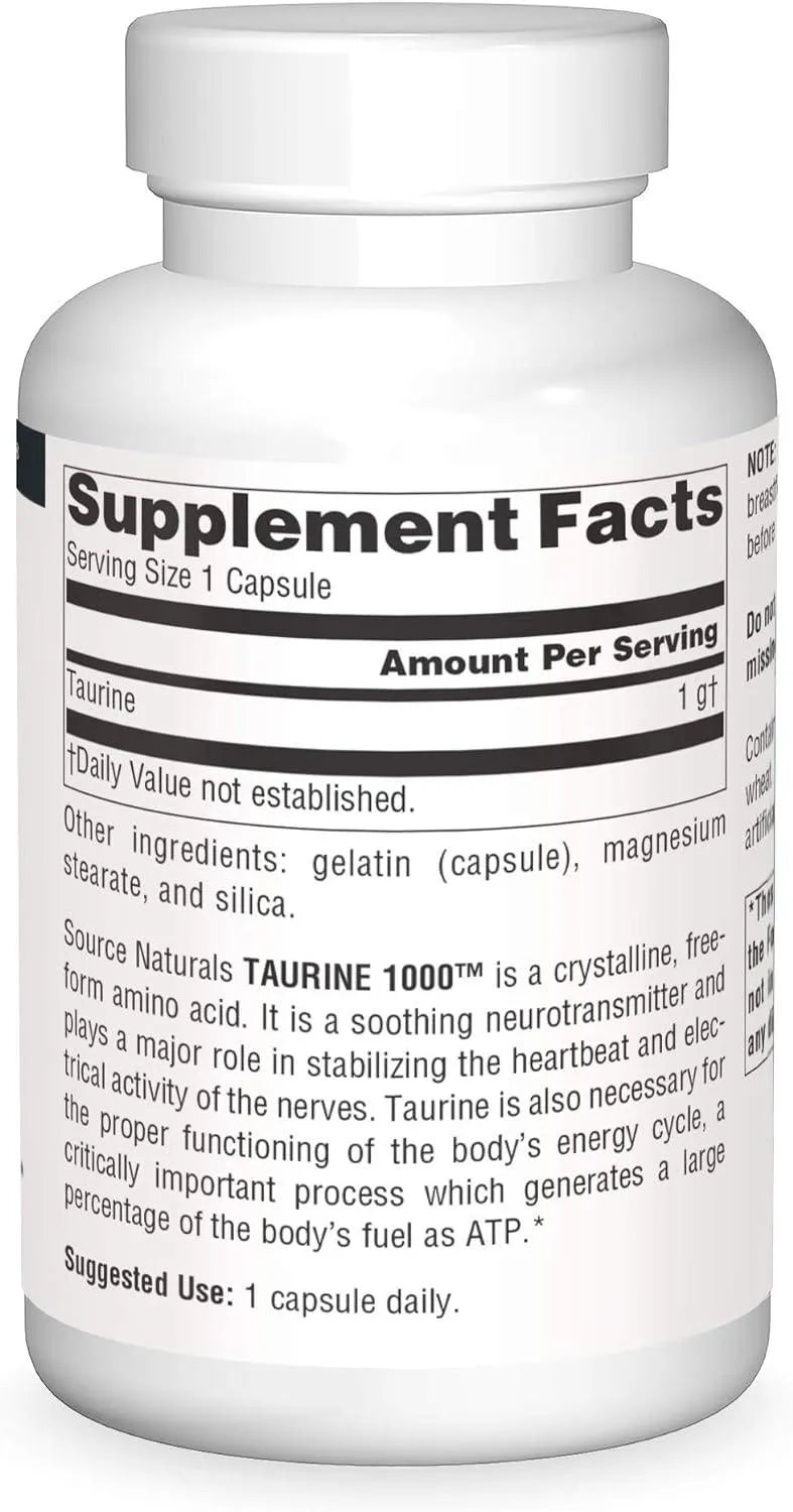 SOURCE NATURALS - Source Naturals Taurine 1000Mg. 240 Capsulas - The Red Vitamin MX - Suplementos Alimenticios - {{ shop.shopifyCountryName }}