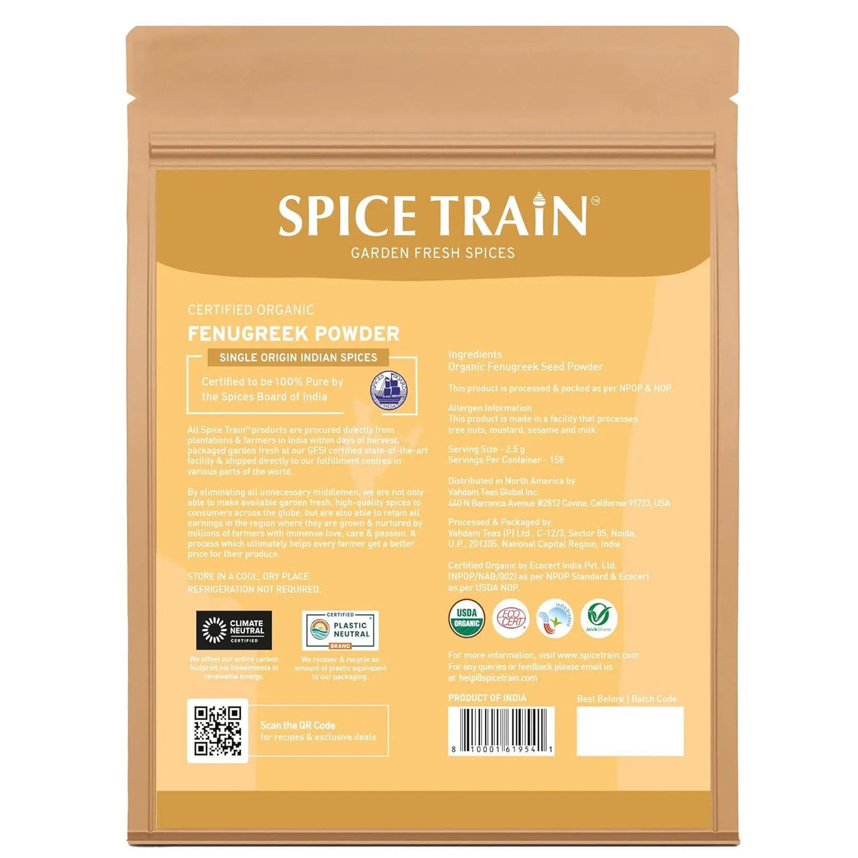 SPICE TRAIN - Spice Train Fenugreek Powder 397Gr. - The Red Vitamin MX - Suplementos Alimenticios - {{ shop.shopifyCountryName }}