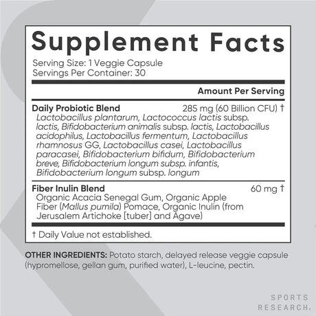 SPORTS RESEARCH - Sports Research Daily Probiotics with Prebiotics 30 Capsulas - The Red Vitamin MX - Suplementos Alimenticios - {{ shop.shopifyCountryName }}