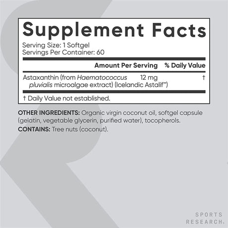 SPORTS RESEARCH - Sports Research Triple Strength Astaxanthin 12Mg. 60 Capsulas Blandas - The Red Vitamin MX - Suplementos Alimenticios - {{ shop.shopifyCountryName }}