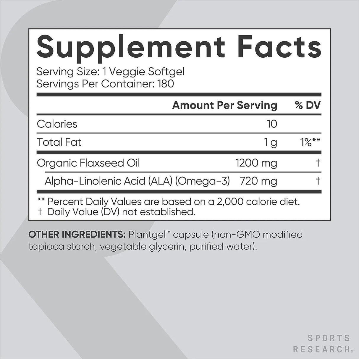 SPORTS RESEARCH - Sports Research Vegan Flaxseed Oil 1200Mg. 180 Capsulas Blandas - The Red Vitamin MX - Suplementos Alimenticios - {{ shop.shopifyCountryName }}