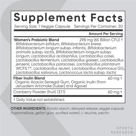 SPORTS RESEARCH - Sports Research Women's Probiotics with Prebiotics 30 Capsulas - The Red Vitamin MX - Suplementos Alimenticios - {{ shop.shopifyCountryName }}