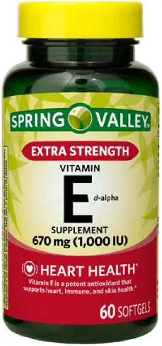 SPRING VALLEY - Spring Valley Extra Strength Vitamin E D-Alpha 670Mg. 60 Capsulas Blandas - The Red Vitamin MX - Suplementos Alimenticios - {{ shop.shopifyCountryName }}