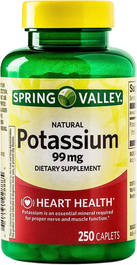 SPRING VALLEY - Spring Valley Potassium 99Mg. 250 Caplets - The Red Vitamin MX - Suplementos Alimenticios - {{ shop.shopifyCountryName }}