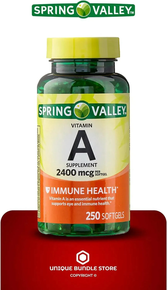 SPRING VALLEY - Spring Valley Vitamin A 2400mcg 250 Capsulas Blandas - The Red Vitamin MX - Suplementos Alimenticios - {{ shop.shopifyCountryName }}