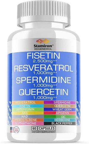 STAMIRON - Stamiron Fisetin, Resveratrol, Spermidine Wheat Germ, Quercetin 60 Capsulas - The Red Vitamin MX - Suplementos Alimenticios - {{ shop.shopifyCountryName }}