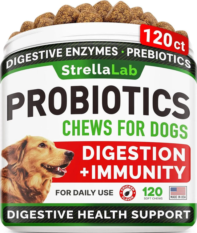 STRELLALAB - StrellaLab Pet Probiotics for Dogs & Digestive Enzymes Chicken Flavor 120 Masticables - The Red Vitamin MX - Probióticos Para Perros - {{ shop.shopifyCountryName }}