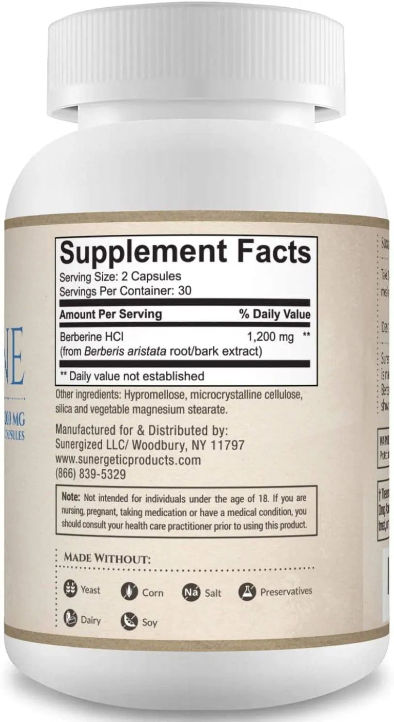 SUNERGETIC - Sunergetic Premium Berberine Supplement 1200Mg. 60 Capsulas - The Red Vitamin MX - Suplementos Alimenticios - {{ shop.shopifyCountryName }}