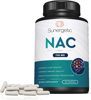 SUNERGETIC - Sunergetic Premium NAC Supplement N-Acetyl Cysteine 750Mg. 90 Capsulas - The Red Vitamin MX - Suplementos Alimenticios - {{ shop.shopifyCountryName }}