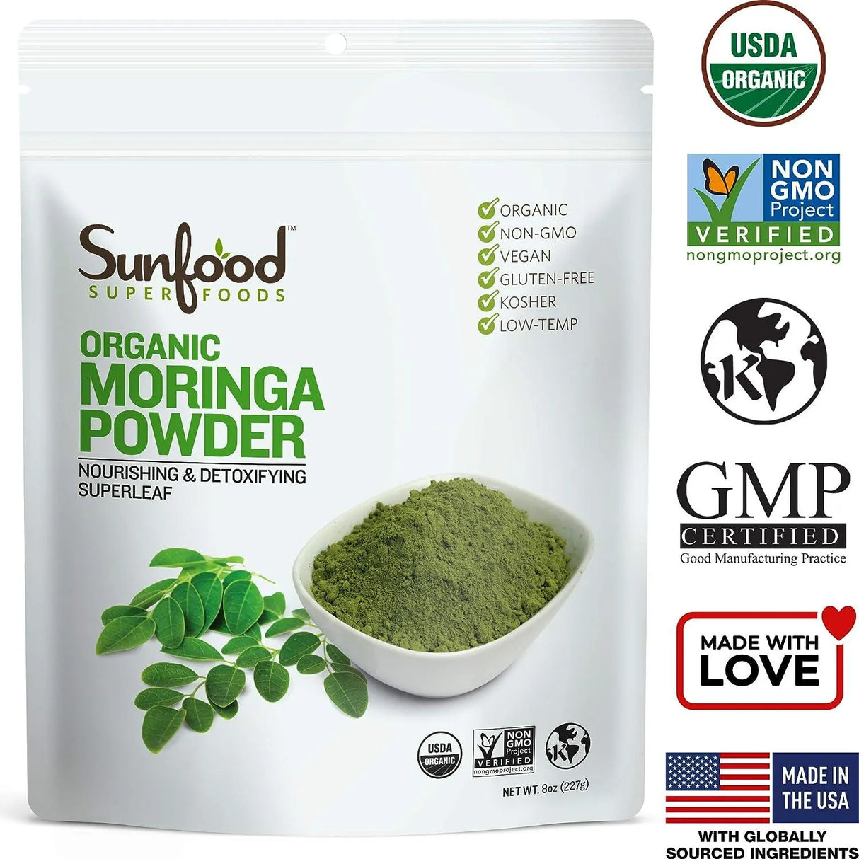 SUNFOOD - Sunfood Moringa Powder 227Gr. - The Red Vitamin MX - Suplementos Alimenticios - {{ shop.shopifyCountryName }}