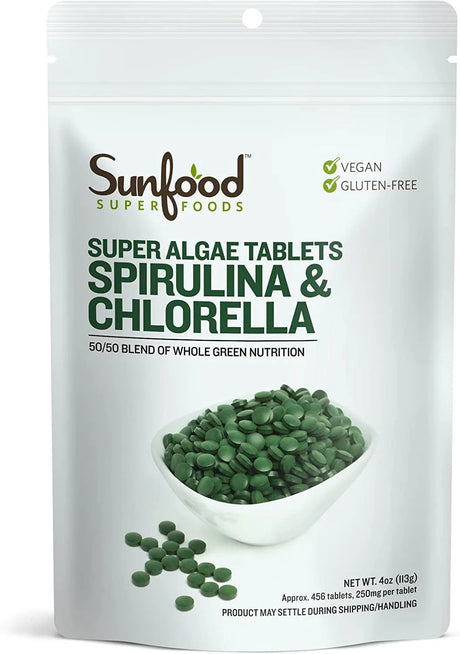 SUNFOOD - Sunfood Raw Spirulina Chlorella 456 Tabletas - The Red Vitamin MX - Suplementos Alimenticios - {{ shop.shopifyCountryName }}