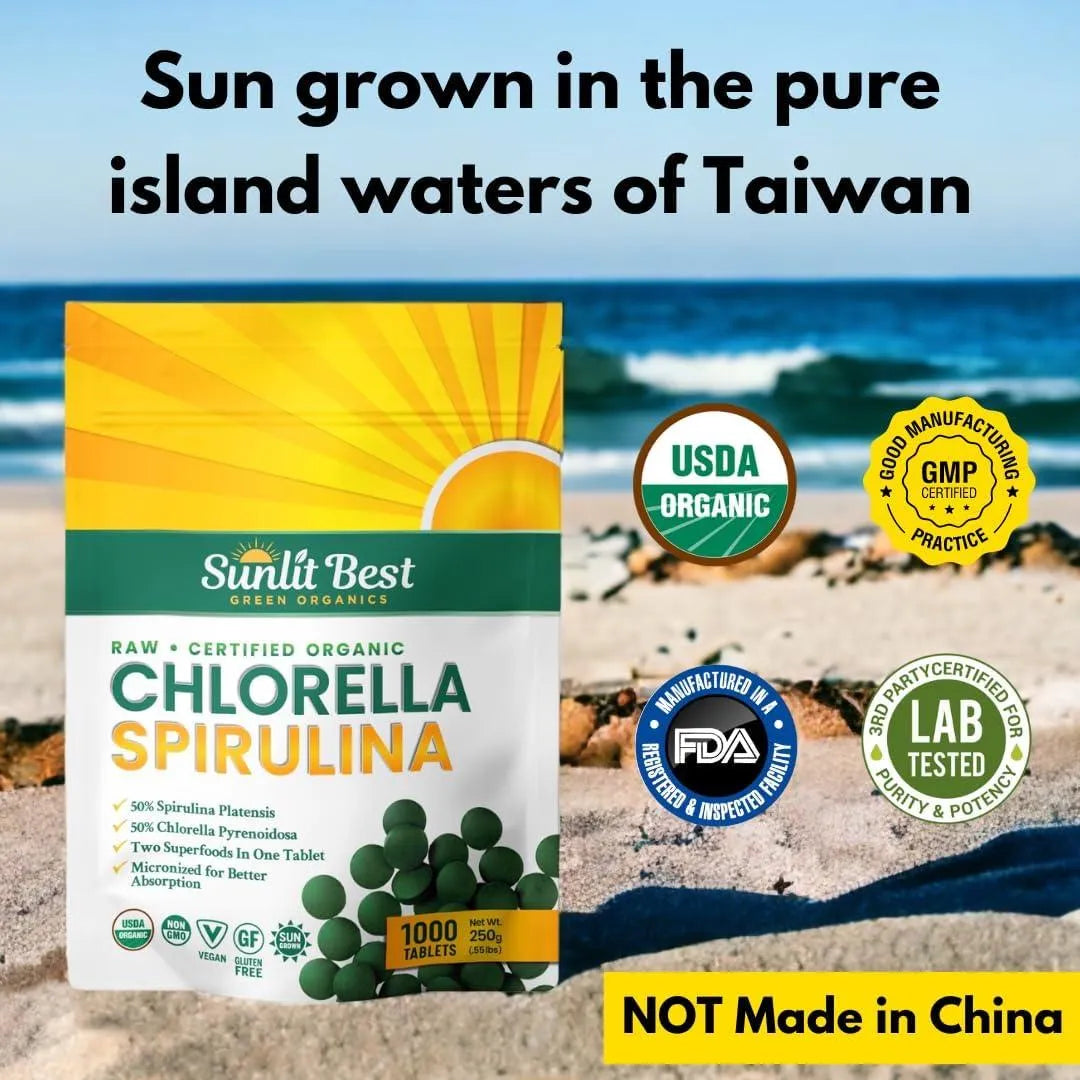 SUNLIT BEST GREEN ORGANICS - Sunlit Best Green Organics Chlorella Spirulina 1000 Tabletas - The Red Vitamin MX - Suplementos Alimenticios - {{ shop.shopifyCountryName }}