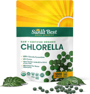 SUNLIT BEST GREEN ORGANICS - Sunlit Best Green Organics USDA Organic Premium Chlorella 1000 Tabletas - The Red Vitamin MX - Suplementos Alimenticios - {{ shop.shopifyCountryName }}