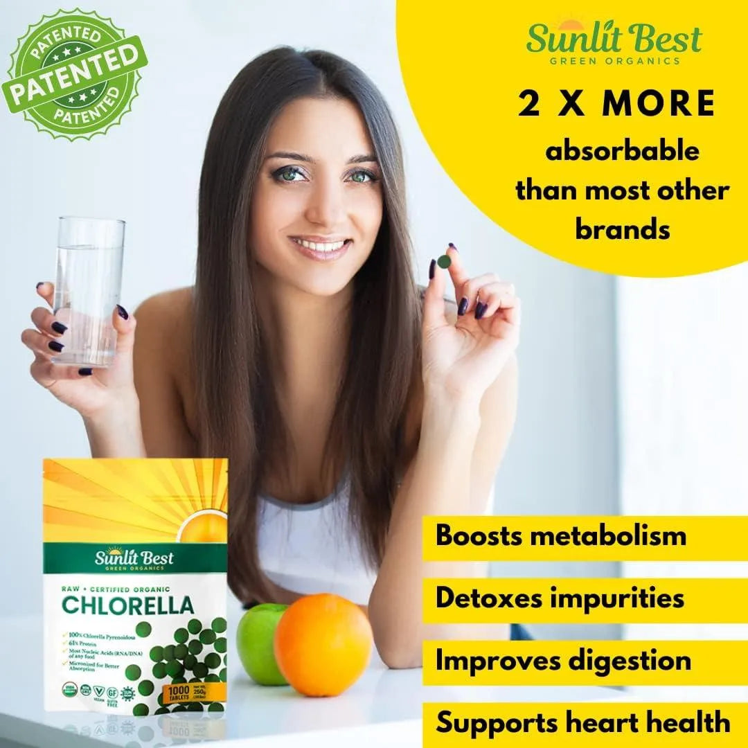 SUNLIT BEST GREEN ORGANICS - Sunlit Best Green Organics USDA Organic Premium Chlorella 1000 Tabletas - The Red Vitamin MX - Suplementos Alimenticios - {{ shop.shopifyCountryName }}