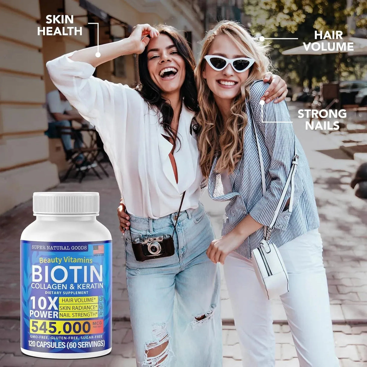 SUPER NATURAL GOODS - Super Natural Goods Biotin and Collagen Vitamins + Keratin with Folate 30 Capsulas - The Red Vitamin MX - Suplementos Alimenticios - {{ shop.shopifyCountryName }}