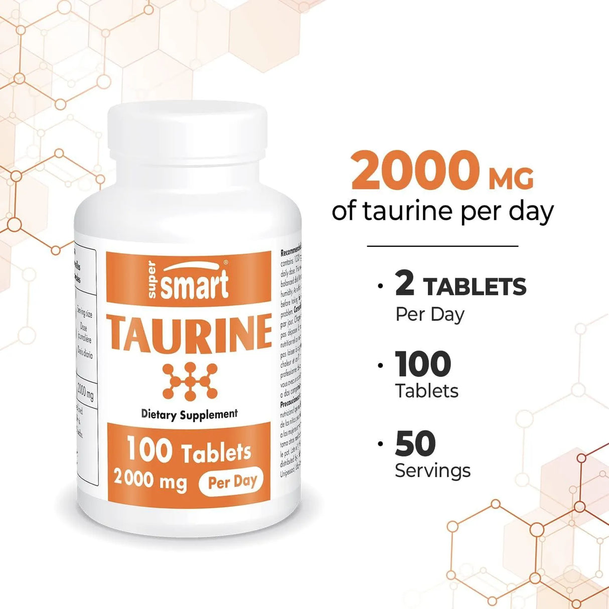 SUPER SMART - Supersmart Taurine 2000Mg. 100 Tabletas - The Red Vitamin MX - Suplementos Alimenticios - {{ shop.shopifyCountryName }}