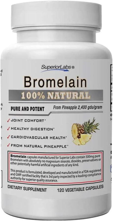 SUPERIOR LABS - Superior Labs Best Bromelain Non GMO Natural Supplement 500Mg. 120 Capsulas - The Red Vitamin MX - Suplementos Alimenticios - {{ shop.shopifyCountryName }}