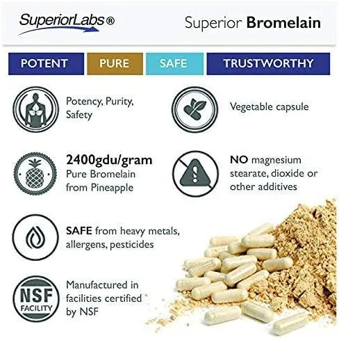 SUPERIOR LABS - Superior Labs Best Bromelain Non GMO Natural Supplement 500Mg. 120 Capsulas - The Red Vitamin MX - Suplementos Alimenticios - {{ shop.shopifyCountryName }}