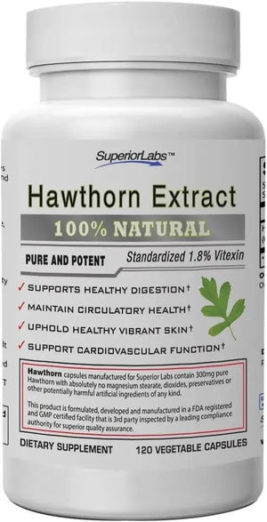 SUPERIOR LABS - Superior Labs Best Hawthorn Vitamin Supplement 300Mg. 120 Capsulas - The Red Vitamin MX - Suplementos Alimenticios - {{ shop.shopifyCountryName }}