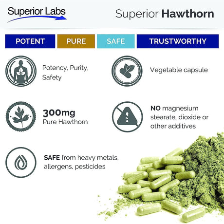 SUPERIOR LABS - Superior Labs Best Hawthorn Vitamin Supplement 300Mg. 120 Capsulas - The Red Vitamin MX - Suplementos Alimenticios - {{ shop.shopifyCountryName }}