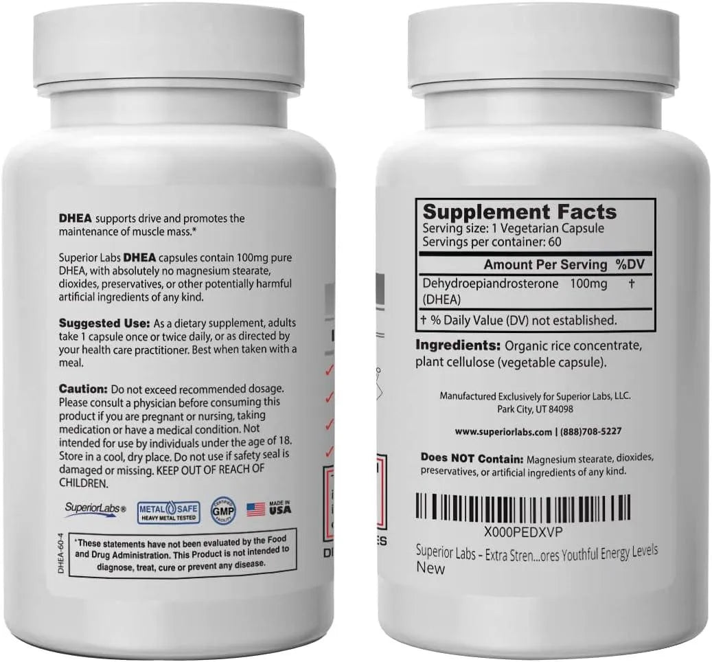 SUPERIOR LABS - Superior Labs Extra Strength Natural DHEA 100Mg. 60 Capsulas - The Red Vitamin MX - Suplementos Alimenticios - {{ shop.shopifyCountryName }}