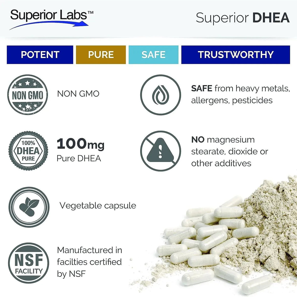 SUPERIOR LABS - Superior Labs Extra Strength Natural DHEA 100Mg. 60 Capsulas - The Red Vitamin MX - Suplementos Alimenticios - {{ shop.shopifyCountryName }}