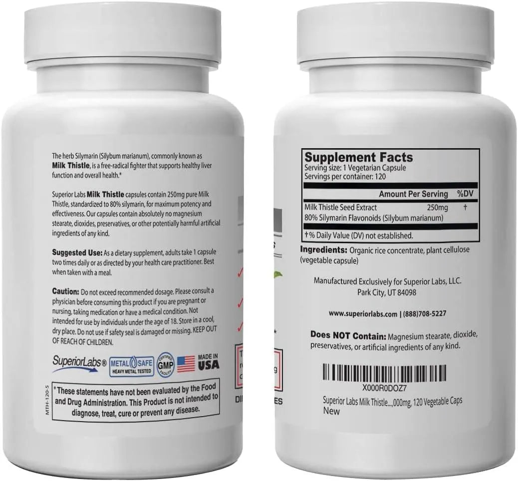 SUPERIOR LABS - Superior Labs Milk Thistle 120 Capsulas - The Red Vitamin MX - Suplementos Alimenticios - {{ shop.shopifyCountryName }}