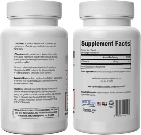 SUPERIOR LABS - Superior Labs Pure L-Theanine 250Mg. 90 Capsulas - The Red Vitamin MX - Suplementos Alimenticios - {{ shop.shopifyCountryName }}