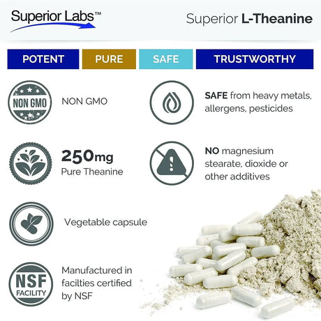 SUPERIOR LABS - Superior Labs Pure L-Theanine 250Mg. 90 Capsulas - The Red Vitamin MX - Suplementos Alimenticios - {{ shop.shopifyCountryName }}