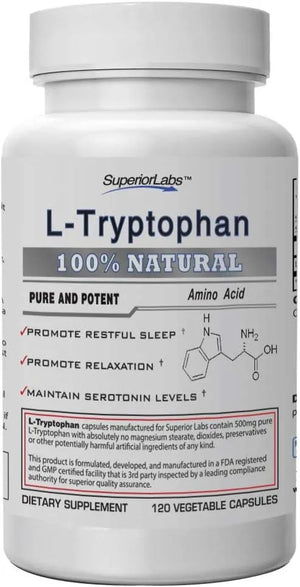 SUPERIOR LABS - Superior Labs Pure L-Tryptophan 500Mg. 120 Capsulas - The Red Vitamin MX - Suplementos Alimenticios - {{ shop.shopifyCountryName }}