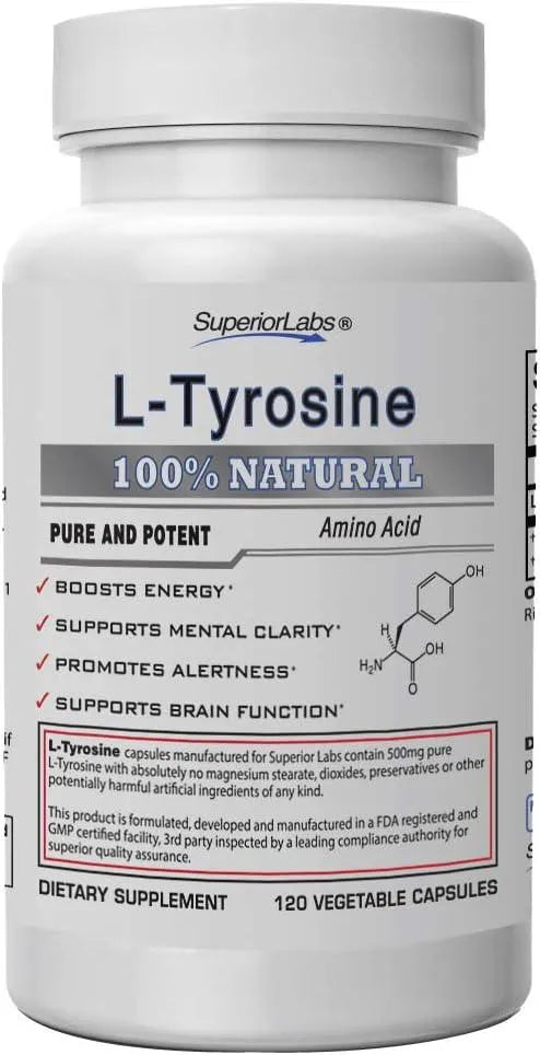 SUPERIOR LABS - Superior Labs Pure Natural L-Tyrosine 500Mg. 120 Capsulas - The Red Vitamin MX - Suplementos Alimenticios - {{ shop.shopifyCountryName }}