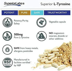 SUPERIOR LABS - Superior Labs Pure Natural L-Tyrosine 500Mg. 120 Capsulas - The Red Vitamin MX - Suplementos Alimenticios - {{ shop.shopifyCountryName }}