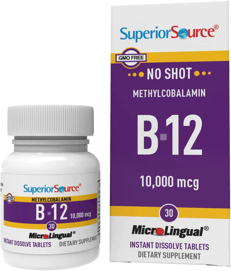 SUPERIOR SOURCE - Superior Source No Shot Vitamin B12 Methylcobalamin 10000mcg 30 Tabletas Sublinguales - The Red Vitamin MX - Suplementos Alimenticios - {{ shop.shopifyCountryName }}