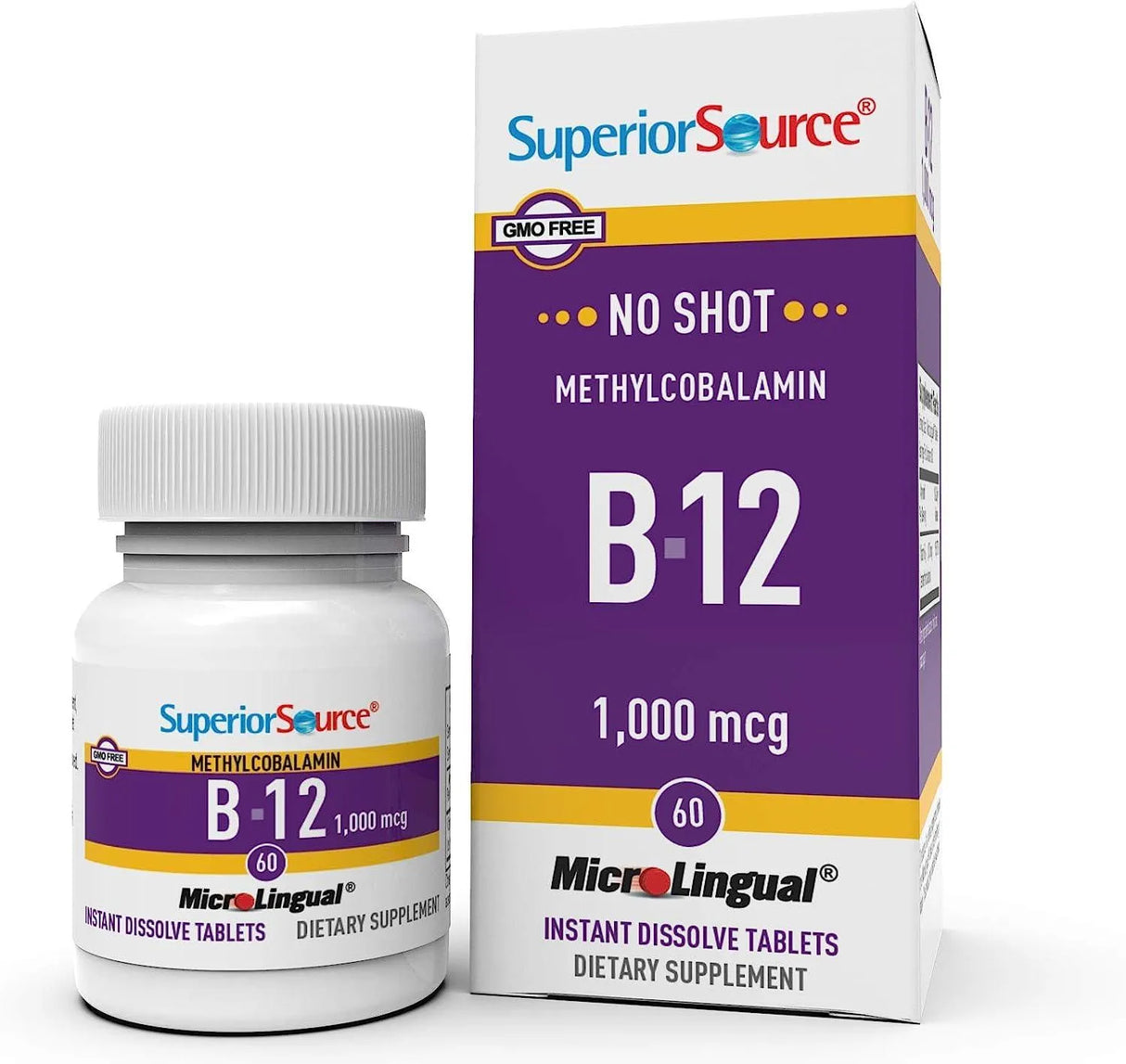 SUPERIOR SOURCE - Superior Source No Shot Vitamin B12 Methylcobalamin 1000mcg 60 Tabletas Sublinguales - The Red Vitamin MX - Suplementos Alimenticios - {{ shop.shopifyCountryName }}