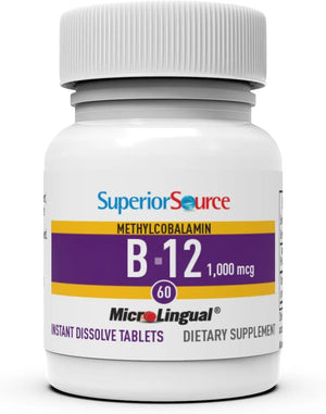 SUPERIOR SOURCE - Superior Source No Shot Vitamin B12 Methylcobalamin 1000mcg 60 Tabletas Sublinguales - The Red Vitamin MX - Suplementos Alimenticios - {{ shop.shopifyCountryName }}