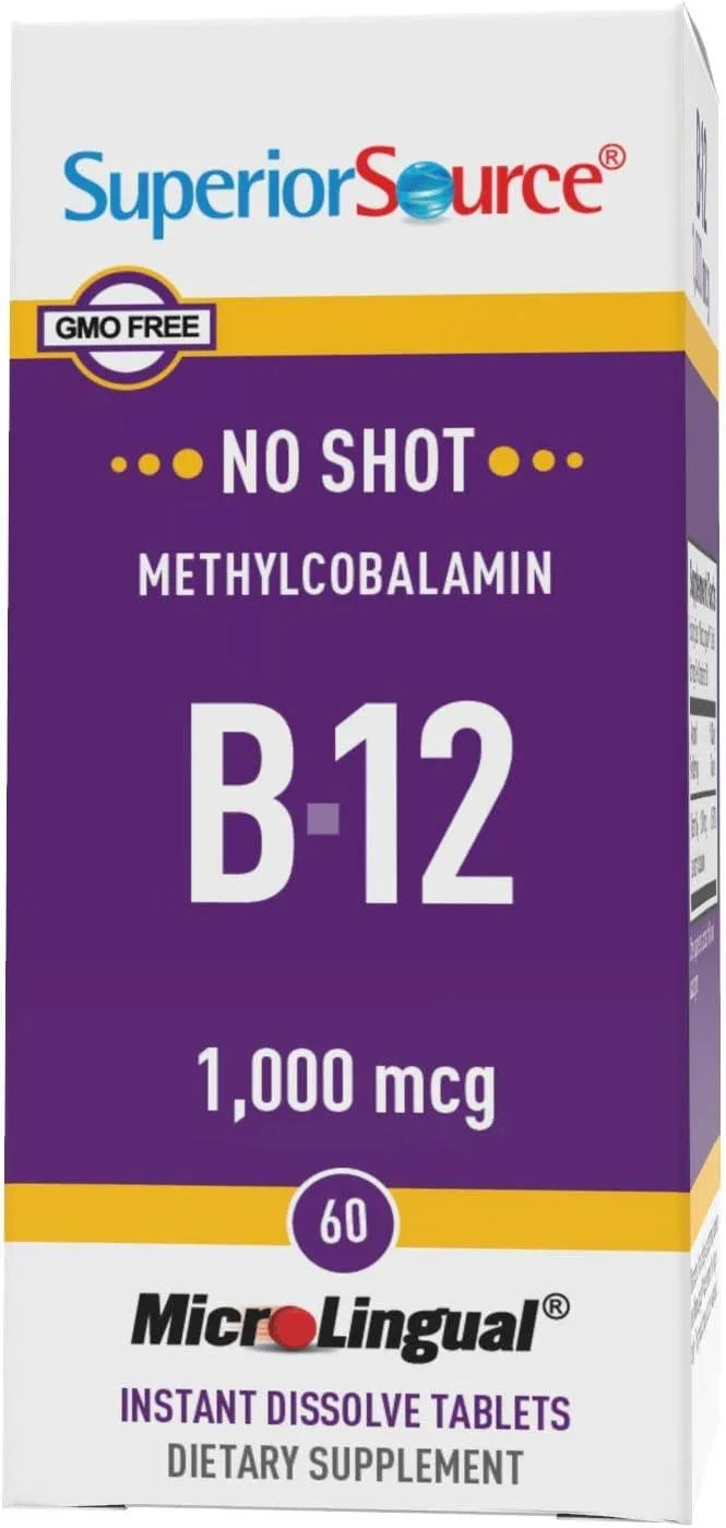 SUPERIOR SOURCE - Superior Source No Shot Vitamin B12 Methylcobalamin 1000mcg 60 Tabletas Sublinguales - The Red Vitamin MX - Suplementos Alimenticios - {{ shop.shopifyCountryName }}