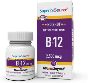 SUPERIOR SOURCE - Superior Source No Shot Vitamin B12 Methylcobalamin 2500mcg 90 Tabletas Sublinguales - The Red Vitamin MX - Suplementos Alimenticios - {{ shop.shopifyCountryName }}