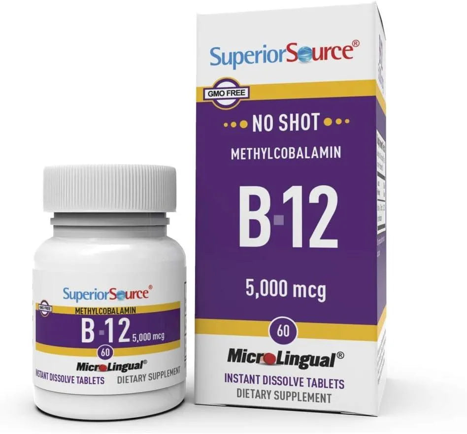 SUPERIOR SOURCE - Superior Source No Shot Vitamin B12 Methylcobalamin 5000 mcg 60 Tabletas Sublinguales - The Red Vitamin MX - Suplementos Alimenticios - {{ shop.shopifyCountryName }}