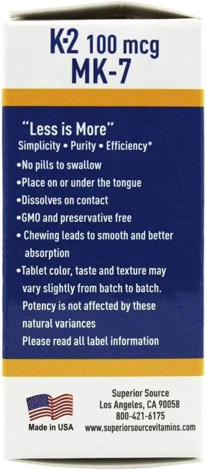 SUPERIOR SOURCE - Superior Source Vitamin K2 MK-7 60 Tabletas - The Red Vitamin MX - Suplementos Alimenticios - {{ shop.shopifyCountryName }}