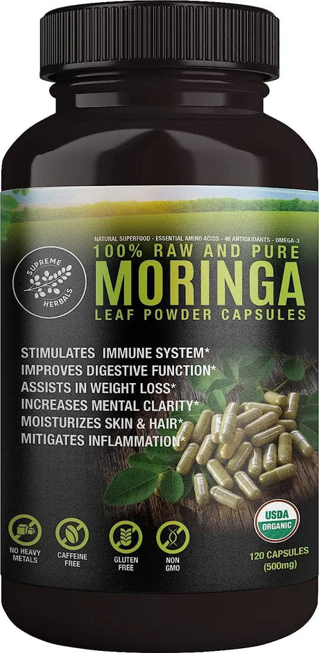 SUPREME HERBALS - Supreme Herbals Moringa Leaf Powder Capsules 500Mg. 120 Capsulas - The Red Vitamin MX - Suplementos Alimenticios - {{ shop.shopifyCountryName }}