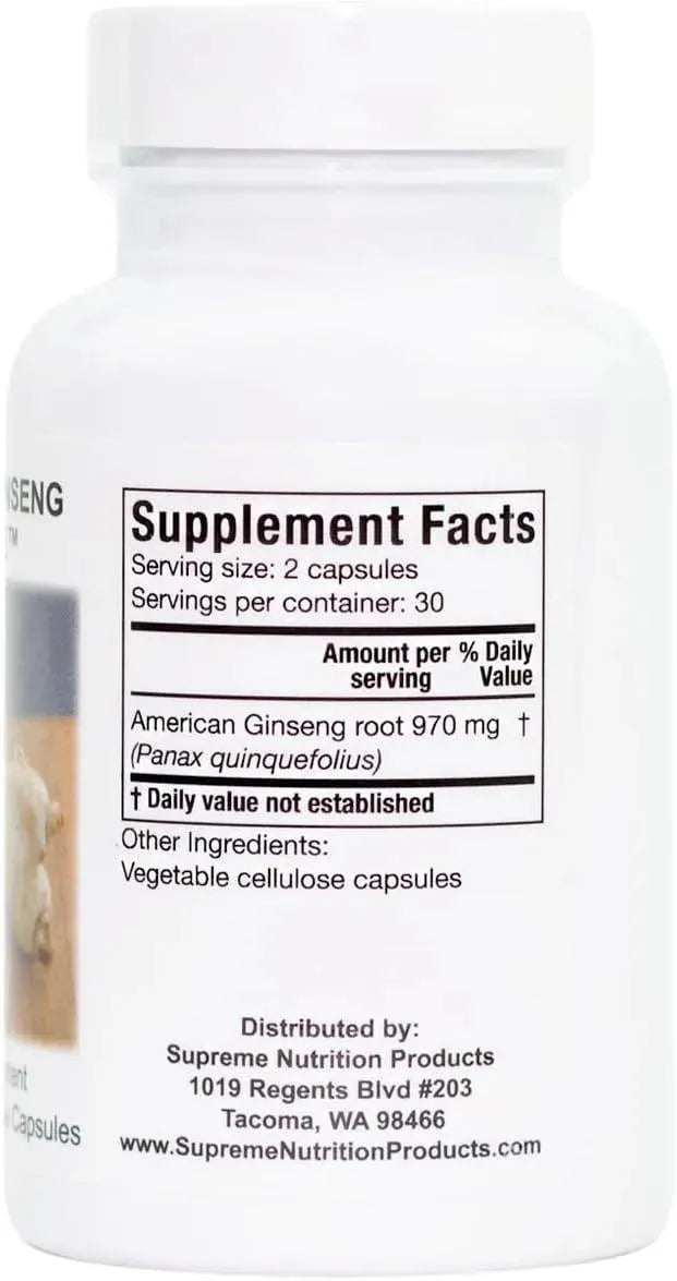 SUPREME NUTRITION - Supreme Nutrition American Ginseng 485Mg. 60 Capsulas - The Red Vitamin MX - Suplementos Alimenticios - {{ shop.shopifyCountryName }}