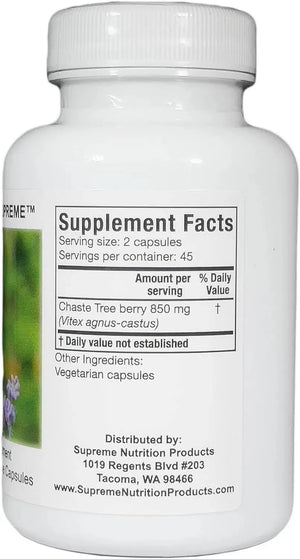 SUPREME NUTRITION - Supreme Nutrition Chaste Tree Supreme 90 Capsulas - The Red Vitamin MX - Suplementos Alimenticios - {{ shop.shopifyCountryName }}