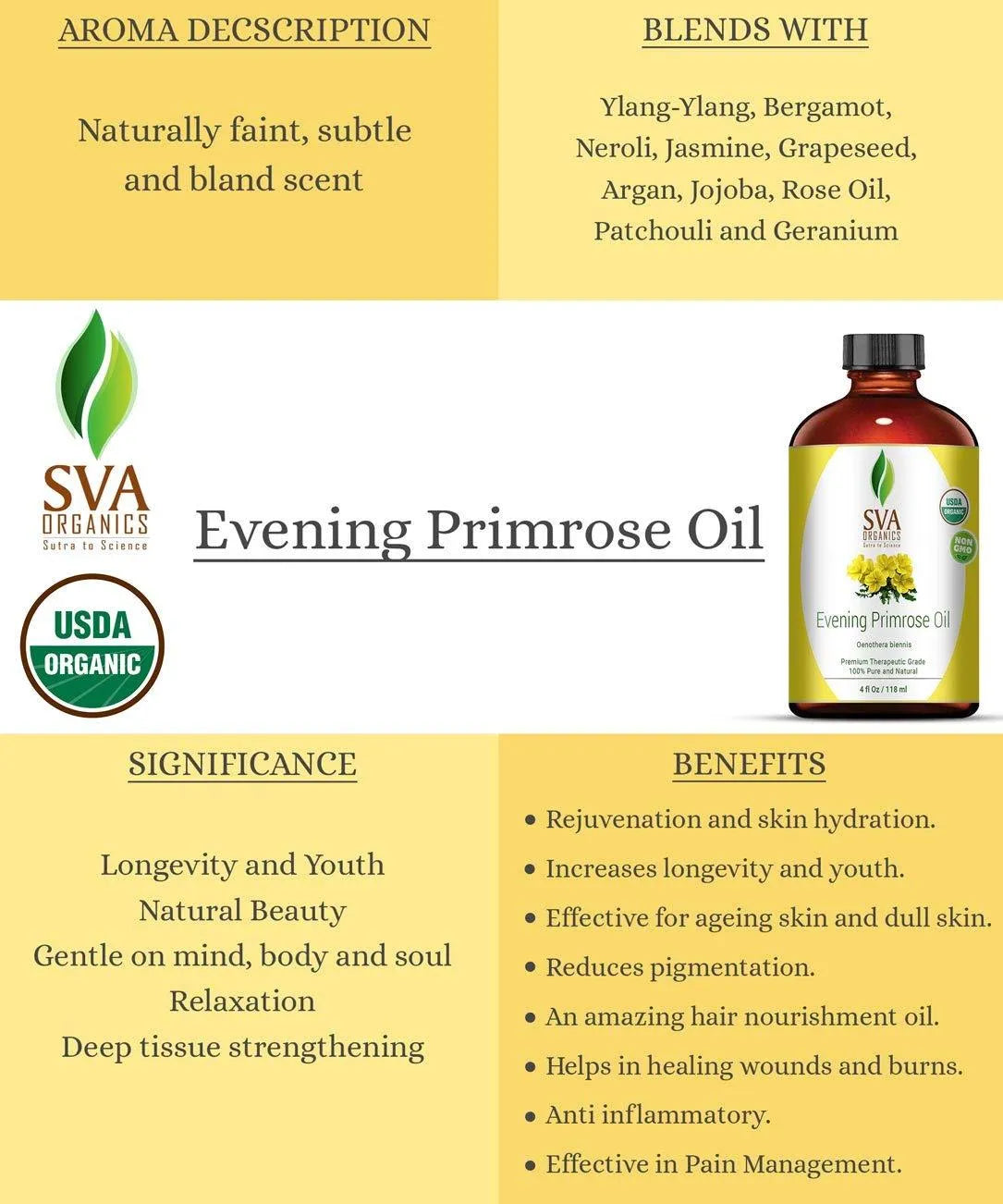 SVA ORGANICS - SVA ORGANICS Evening Primrose Oil 118Ml. - The Red Vitamin MX - Suplementos Alimenticios - {{ shop.shopifyCountryName }}