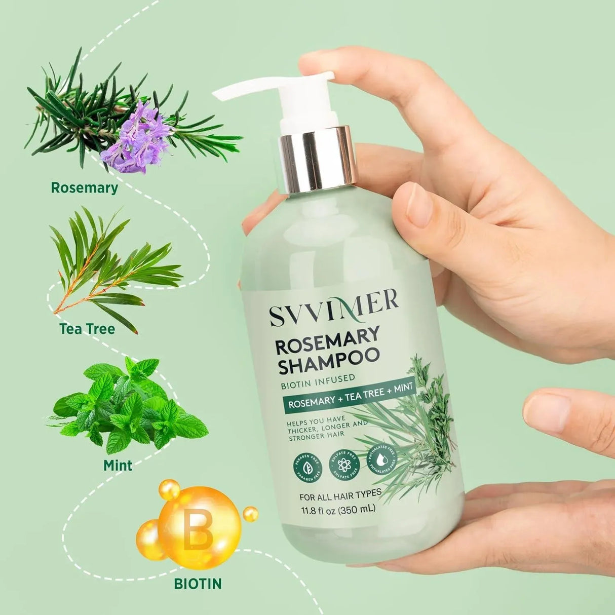 SVVIMER - Rosemary Hair Growth Shampoo 350Ml. - The Red Vitamin MX - Shampoo Para Cabello - {{ shop.shopifyCountryName }}