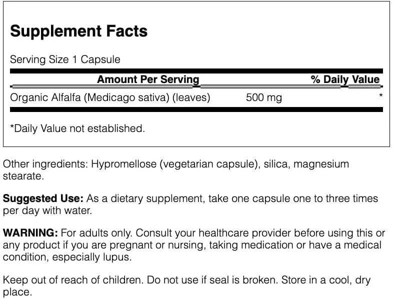 SWANSON - Swanson Alfalfa 500Mg. 360 Capsulas - The Red Vitamin MX - Suplementos Alimenticios - {{ shop.shopifyCountryName }}