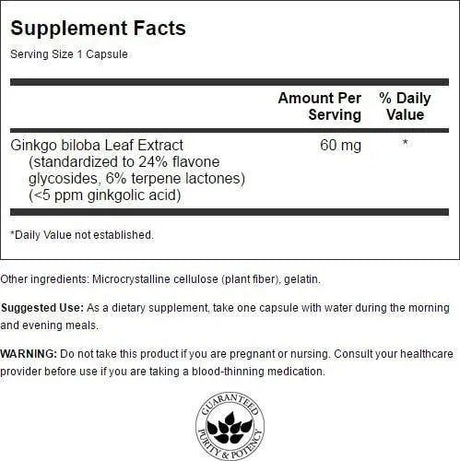 SWANSON - Swanson Ginkgo Biloba Extract 24% 60Mg. 240 Capsulas - The Red Vitamin MX - Suplementos Alimenticios - {{ shop.shopifyCountryName }}